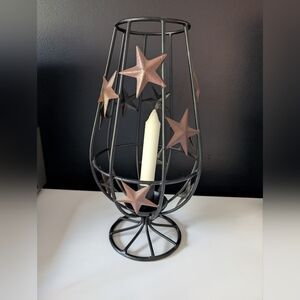 Rustic Vintage-Looking 12" Tall Metal Candle Holder